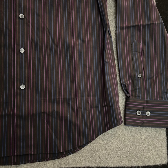 EXPRESS Modern Fit Black Vertical Stripes Stretch L/S Button-Up Shirt SMALL NWT - Picture 5 of 14